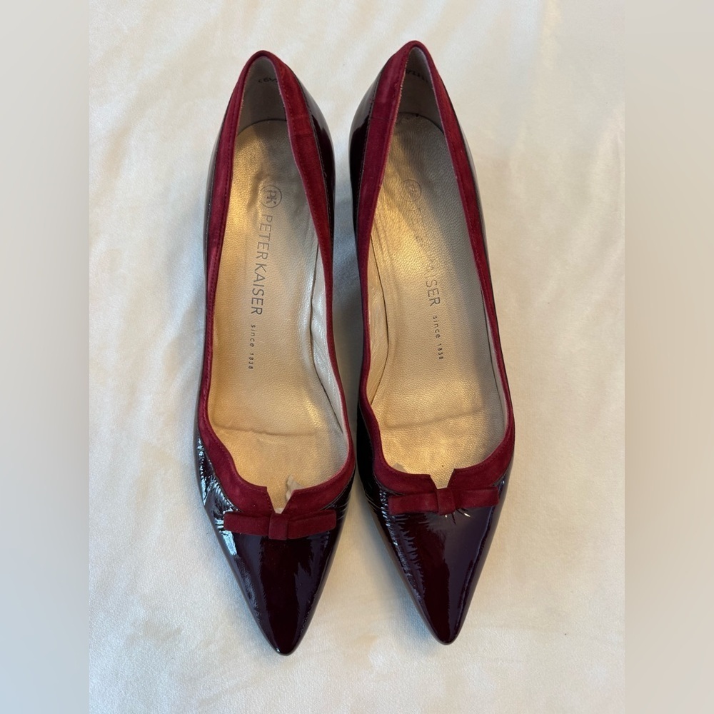 Peter Kaiser Patent Burgundy Kitten Heel Pump with Bow Detail, sz 9 (UK 6.5) - Picture 3 of 14